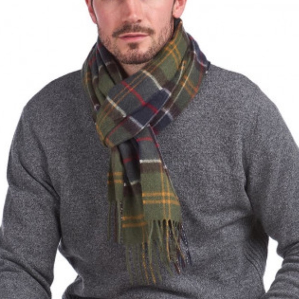 Barbour Olive and Tartan Men's Scarf